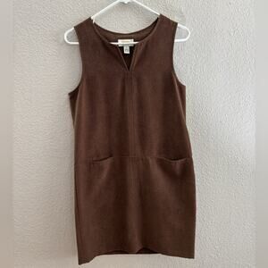 Talbots Vintage Brown V-Neck Sheath Dress Size 6 Petites